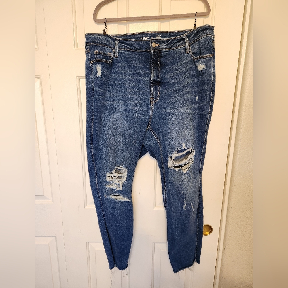 Old Navy Distressed Rockstar Skinny Blue Jeans